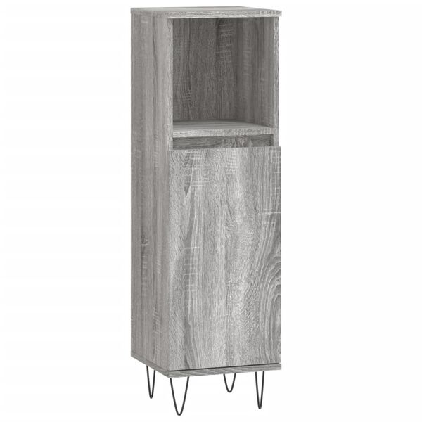 vidaXL Bathroom Cabinet Grey sonoma Engineered wood, iron Tall