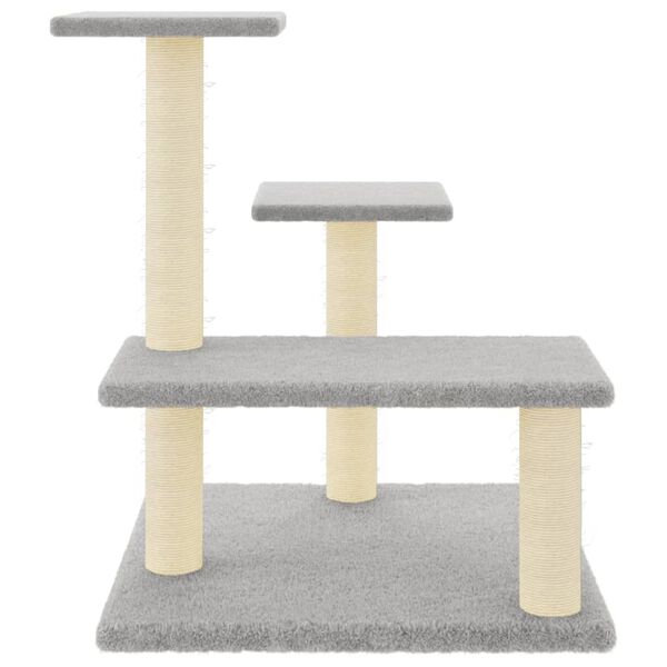 vidaXL Cat Tree Light Grey Engineered wood, plush, sisal Medium Durable