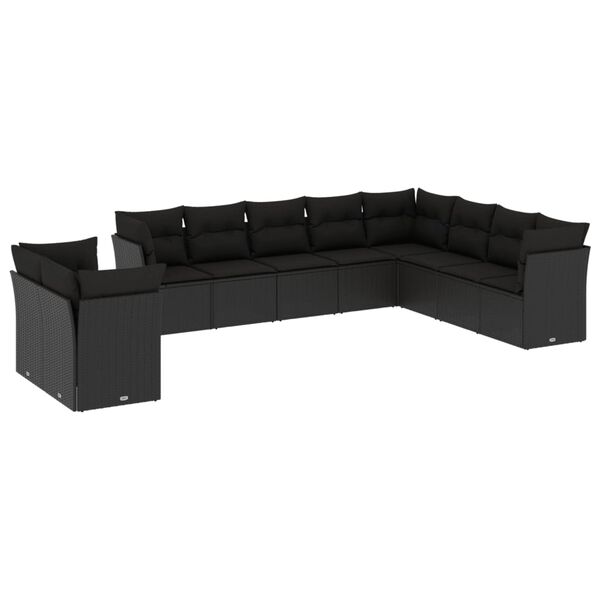 vidaXL Garden Sofa Set Black PE Rattan 10 Piece Modular