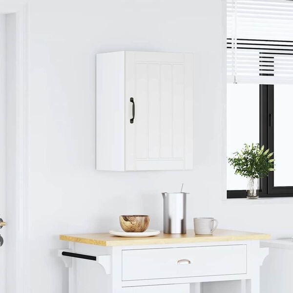 vidaXL Kitchen Wall Cabinet White Engineered wood, Glass Medium