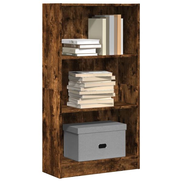 vidaXL Bookcase Smoked Oak Engineered Wood 23.6x9.4x42.9 in Bookcase