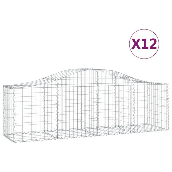 vidaXL Gabion Basket Set of 12 Silver Galvanized Iron