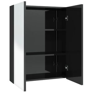vidaXL Mirror Cabinet Shiny black MDF with melamine surface, glass Medium