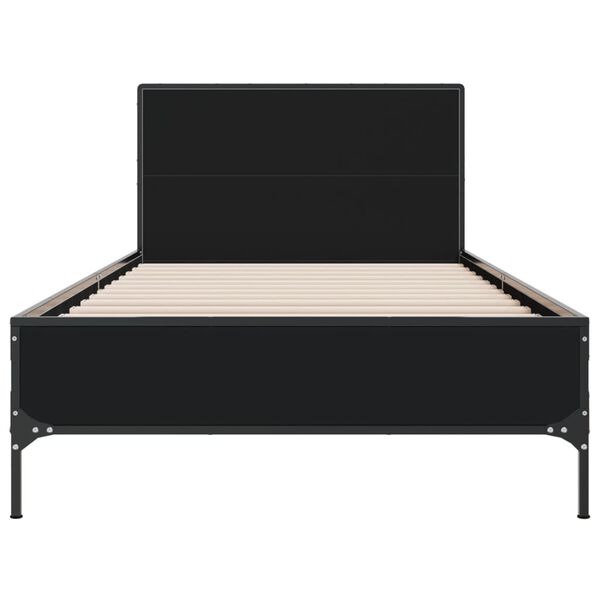 vidaXL Bed Frame Black Engineered wood Small Single Modern Bed Frame