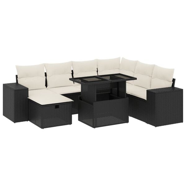 vidaXL Garden Sofa Set Black, Cream white