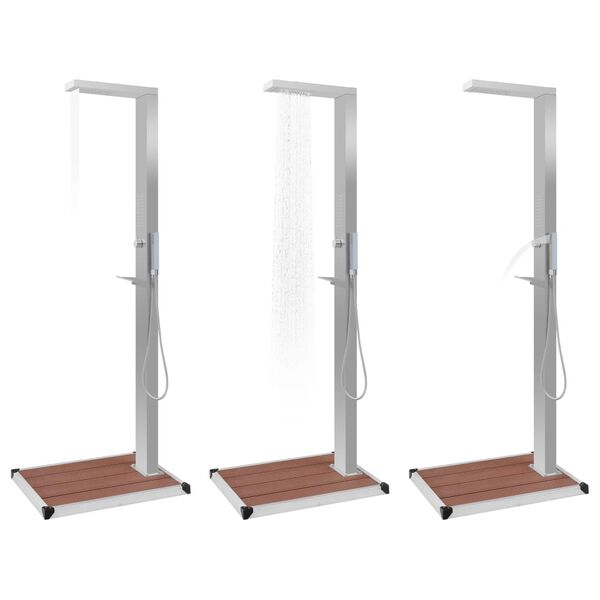 vidaXL Shower Panel Silver, Brown Stainless steel, WPC Standard Durable