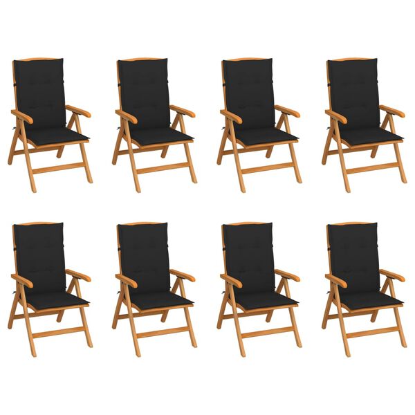 vidaXL Garden Chair Set of 8 Natural wood Solid Teak wood
