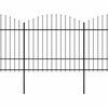 vidaXL Garden Fence with Spear Top Steel 491.3"x68.9" Black