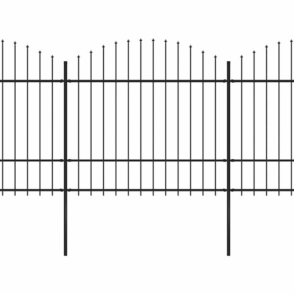 vidaXL Garden Fence with Spear Top Steel 491.3"x68.9" Black