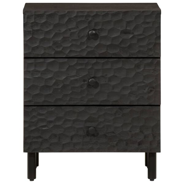 vidaXL Bedside Cabinet Black Solid Mango Wood, Engineered Wood, Iron