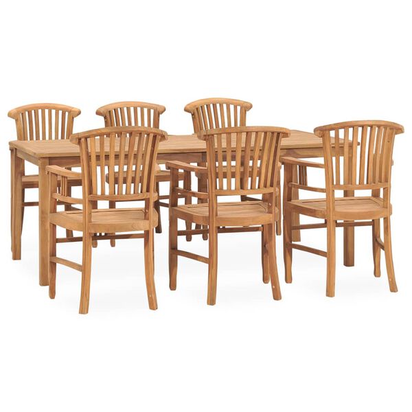 vidaXL 7 Piece Patio Dining Set Solid Teak Wood