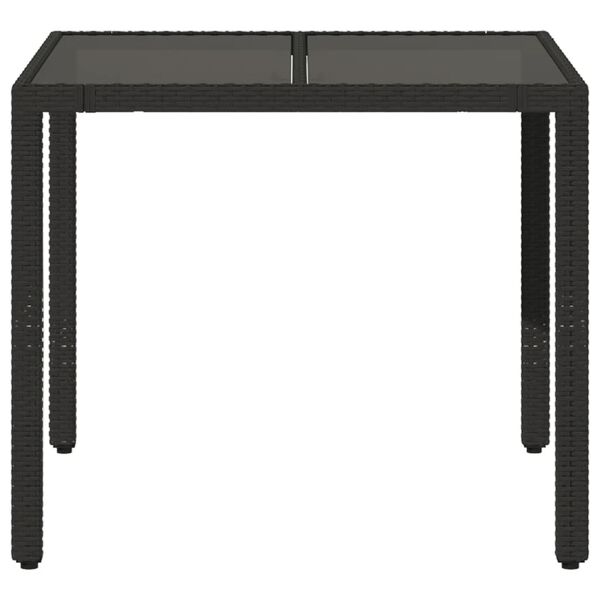 vidaXL Garden Table Black PE Rattan 35.4 x 35.4 in Sturdy Garden Table