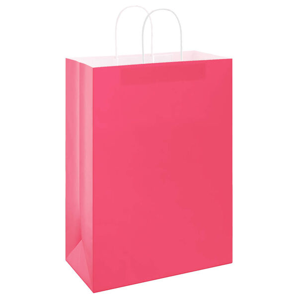 vidaXL Paper Bags 250 pcs with Handles Pink 12.6x6.7x17.3"