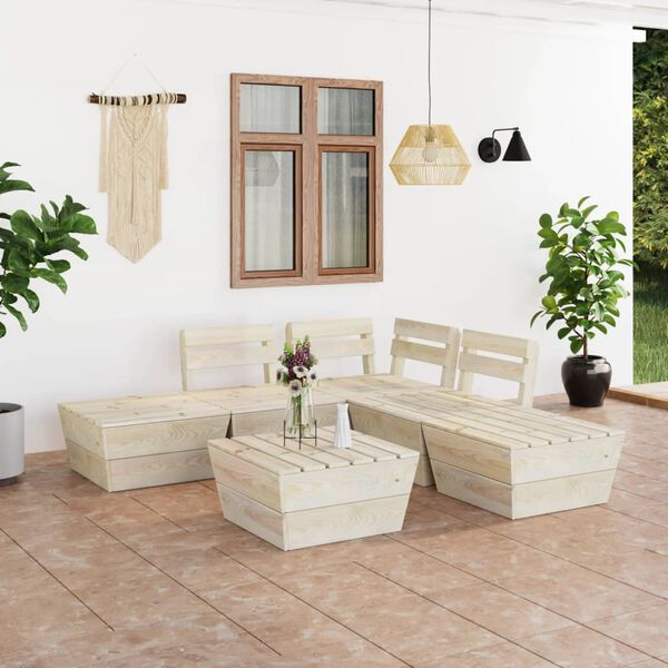 vidaXL Garden Lounge Set Natural Wood Impregnated Spruce Wood Modular