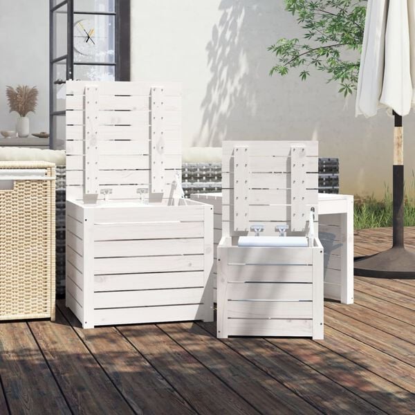 vidaXL Garden Box Set White Solid pine wood Large Garden Box Set