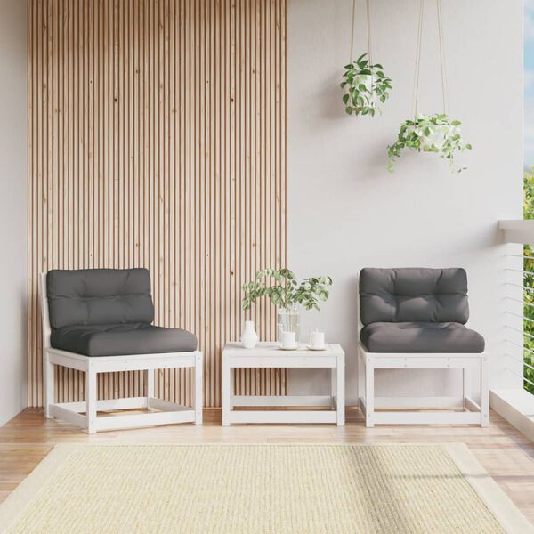 vidaXL Garden Sofa Set of 2 White and Anthracite