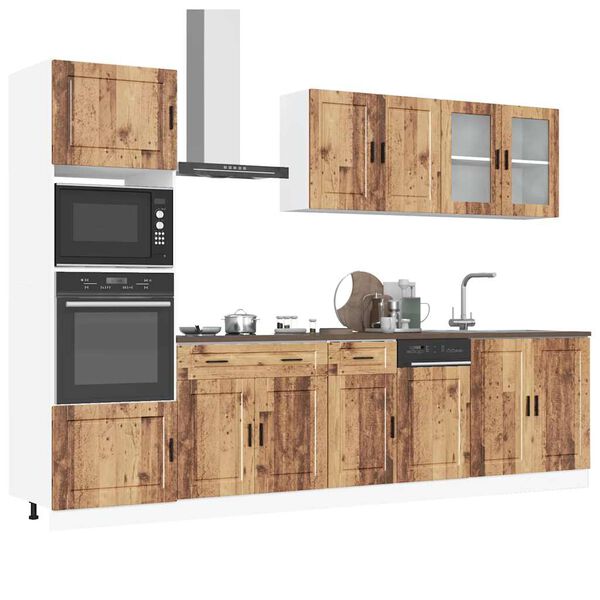 vidaXL Kitchen Cabinet Set Old wood Engineered wood and glass