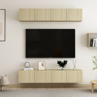 vidaXL TV Stands 4 Pcs Sonoma Oak 31.5"x11.8"x11.8" Engineered Wood