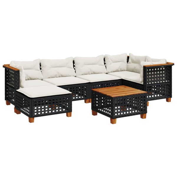 vidaXL Garden Sofa Set Black and Cream