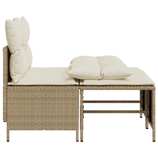 vidaXL Garden Sofa Set Beige PE rattan, powder-coated steel Medium