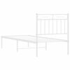 vidaXL Bed Frame White Powder-Coated Steel Twin Modern Bed Frame