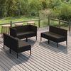 vidaXL Garden Lounge Set Black PE Rattan, Powder-Coated Steel Small