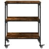 vidaXL Kitchen Trolley Smoked Oak 23.6"x16.1"x29.9" Engineered Wood