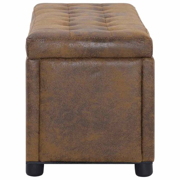 vidaXL Storage Ottoman Brown Pine Storage Ottoman Rectangular