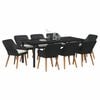 vidaXL Garden Dining Set with Cushion 9 pcs Black poly rattan