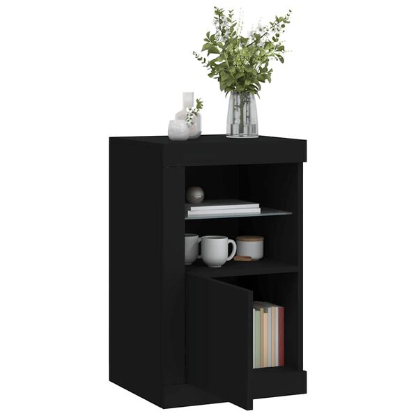 vidaXL Side Cabinet Black Engineered wood, Glass Medium Side Cabinet