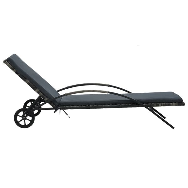 vidaXL Sun Lounger Anthracite PE rattan 78.7 in long and 25.6 in wide