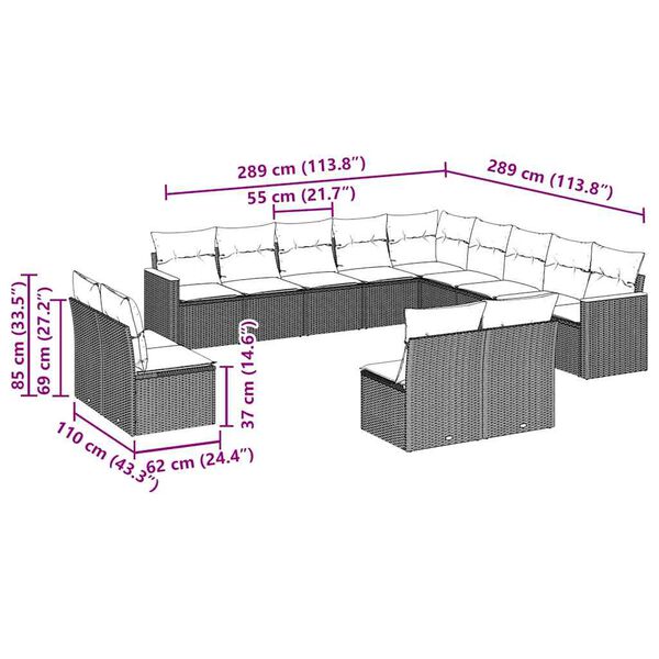 vidaXL Garden Sofa Set Black, Cream White