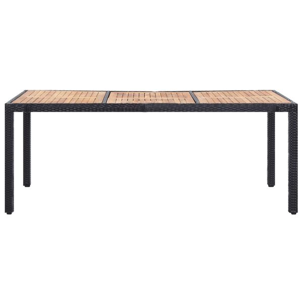 vidaXL Dining Set Black PE rattan, solid acacia wood, powder-coated steel