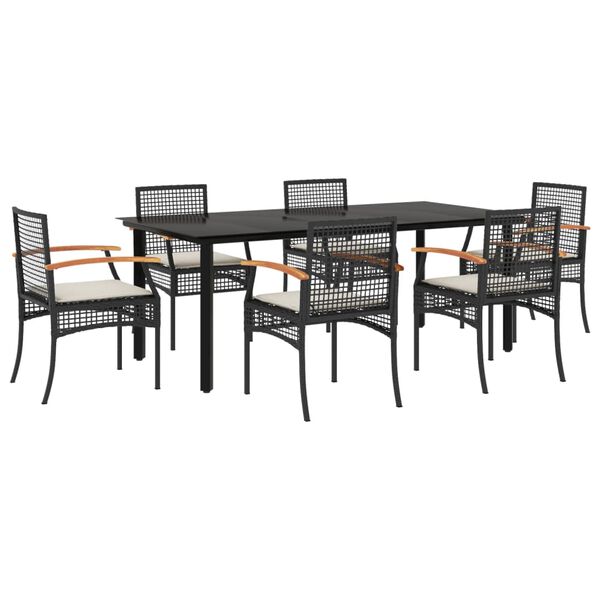 vidaXL Garden Dining Set Black, Cream White