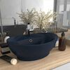vidaXL Luxury Basin Overflow Oval Matt Dark Blue 23.0x15.4" Ceramic