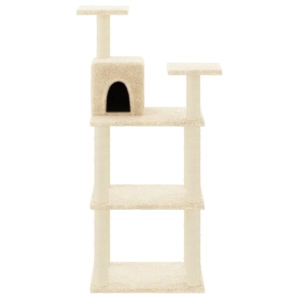 vidaXL Cat Tree Cream Engineered wood, plush, sisal 46.7 in tall