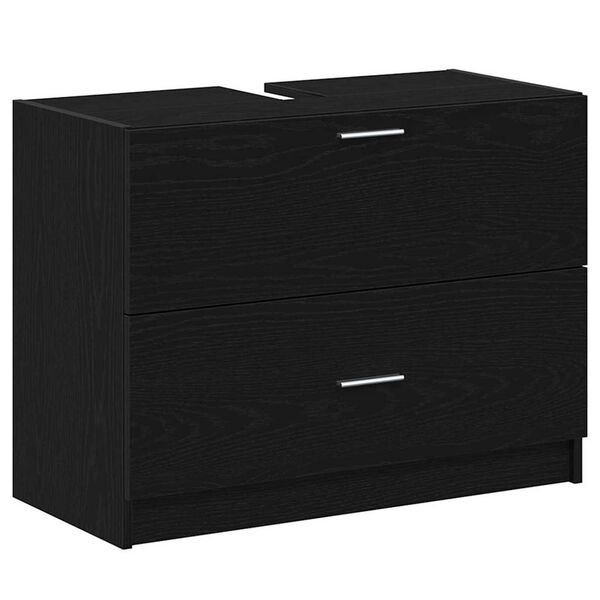 vidaXL Bathroom Cabinet with Drawer Black Oak 30.71 x 14.57 x 23.23 in