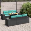vidaXL 7 Piece Patio Sofa Set with Cushions Black Poly Rattan