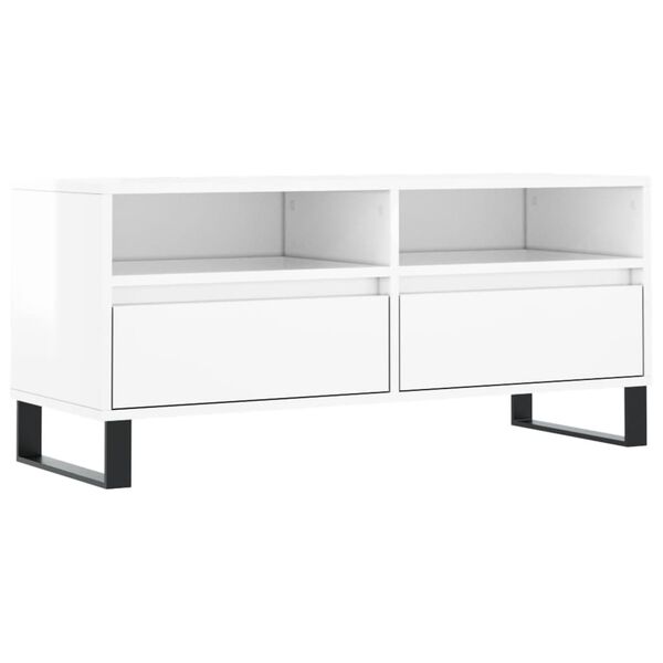 vidaXL TV Cabinet High gloss white Engineered wood, iron Medium