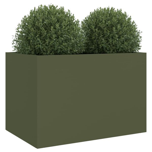 vidaXL Planter Olive Green Cold-rolled Steel Medium Durable Planter
