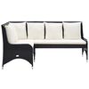 vidaXL Garden Sofa Set of 2 Black,Cream White PE Rattan Modular