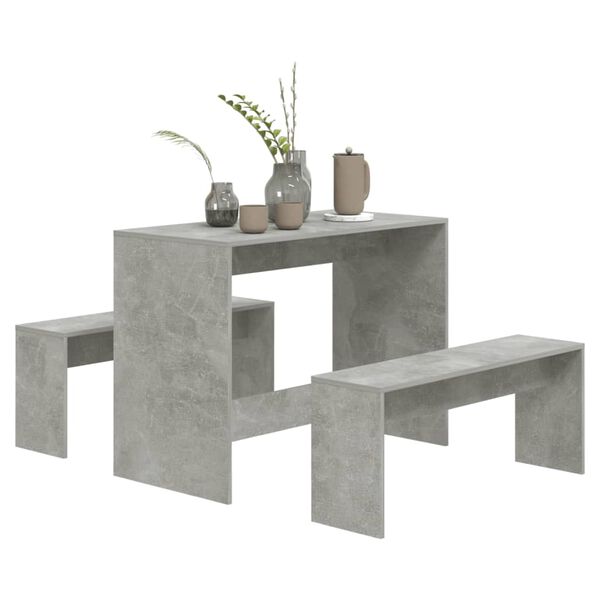 vidaXL Dining Set Concrete Grey Engineered Wood Medium Sleek
