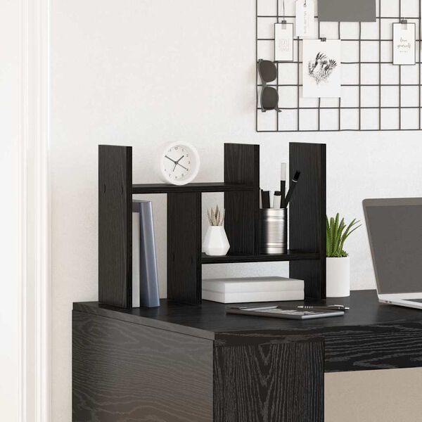 vidaXL Desk Organiser Black Oak 13.58 x 6.10 x 13.98 in