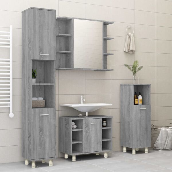 vidaXL Bathroom Cabinet Grey Sonoma Engineered Wood Narrow