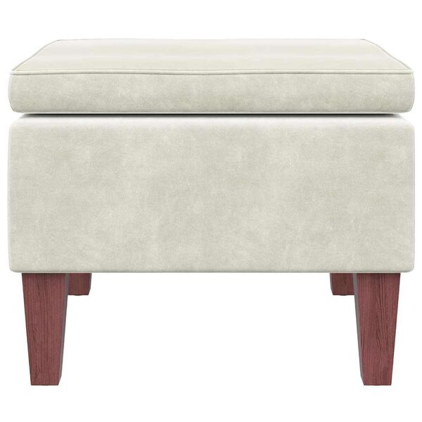 vidaXL Stool Cream Velvet (100% polyester), rubber wood