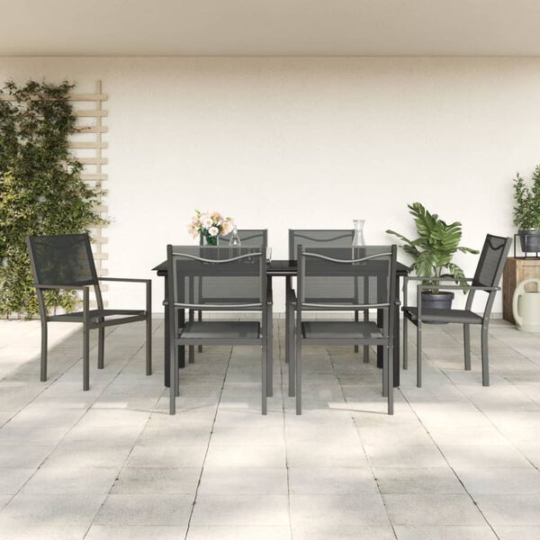 vidaXL Garden Dining Set Black and Anthracite