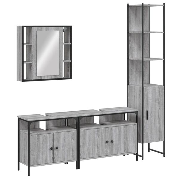 vidaXL Bathroom Cabinet Set Grey sonoma