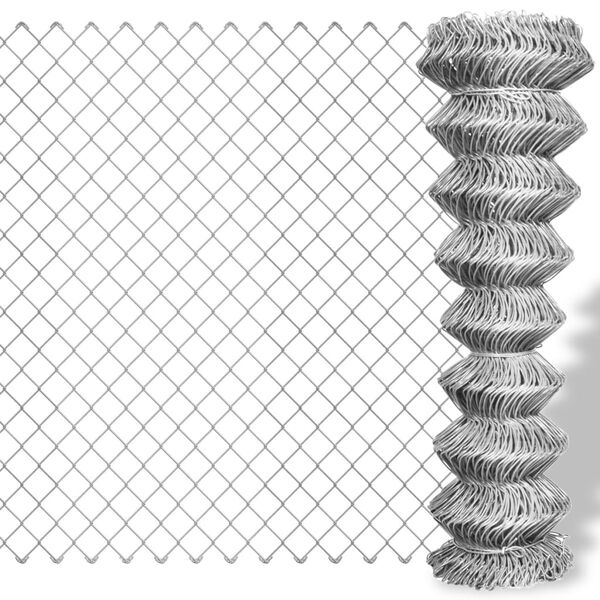 vidaXL Chain Link Fence Galvanized Steel 82'x2.6' Silver