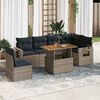 vidaXL 7 Piece Patio Sofa Set with Cushions Gray Poly Rattan