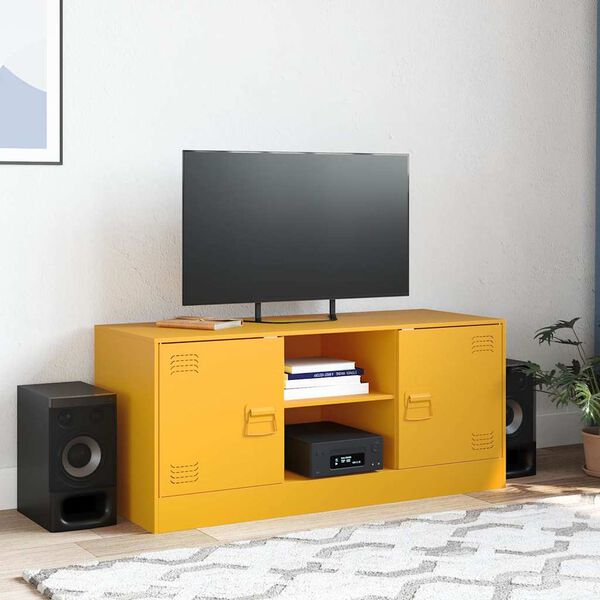 vidaXL TV Cabinet Mustard Yellow Cold-Rolled Steel Medium TV Cabinet